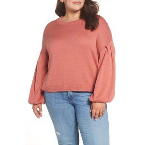 BP. Blouson Sleeve Sweater in Pink Cedar, L